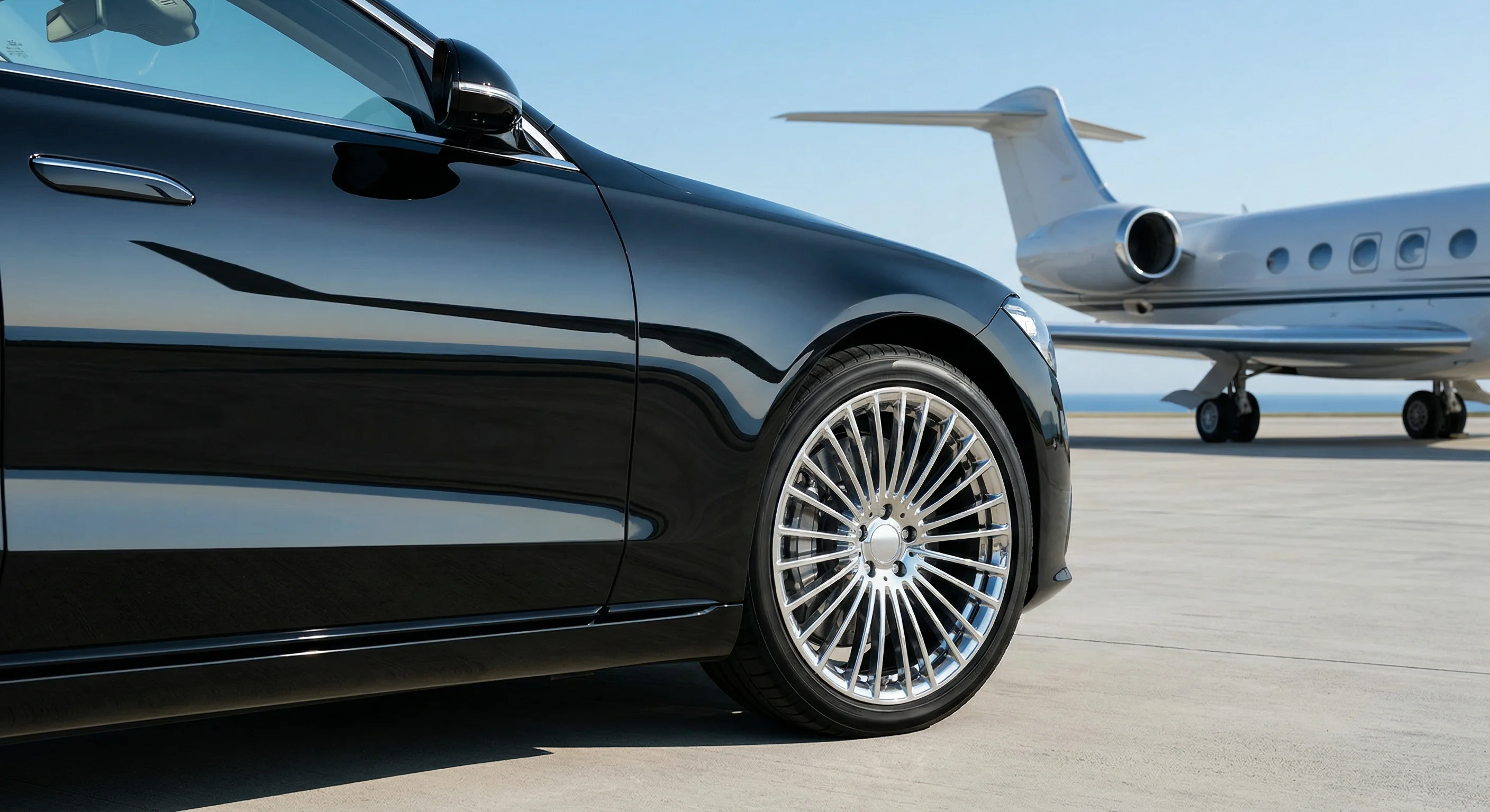 Chauffeur tarmac pickup at private jet — GIORIZZ air concierge transfer