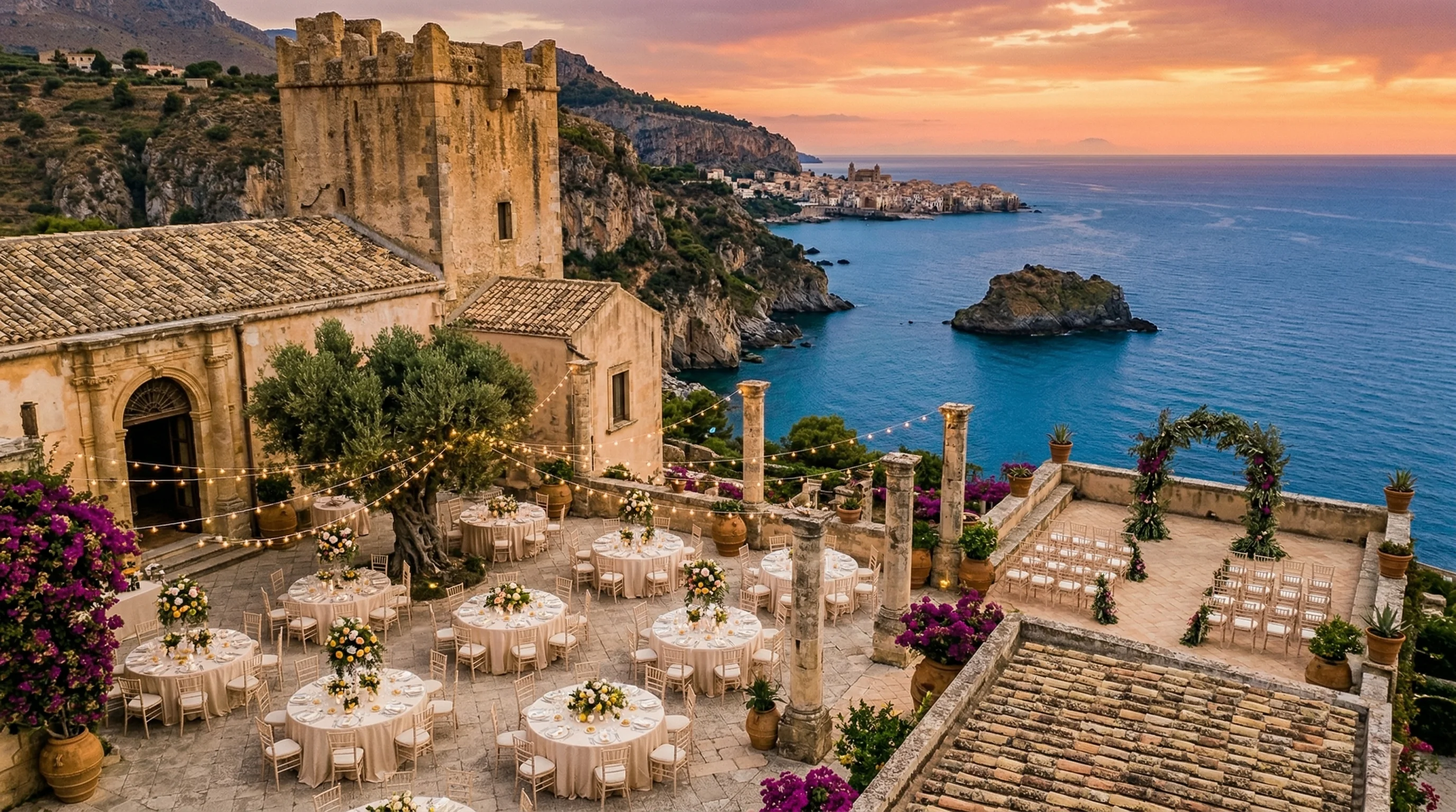 Seaside terrace wedding venue